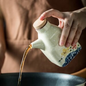 Aceitera-Vinagrera Cerámica Estilo Japonés 350 ml – Asa y Corcho