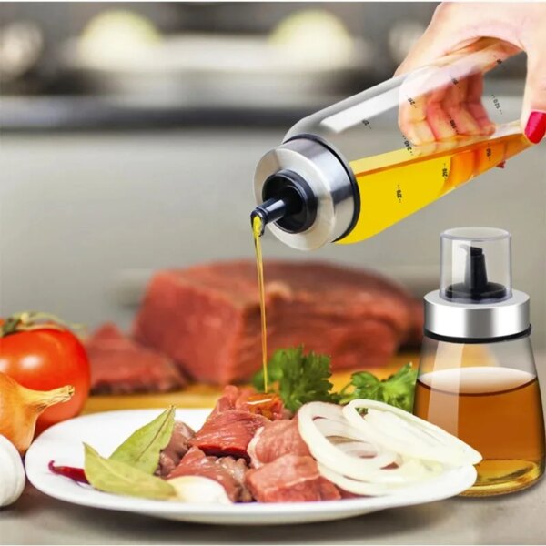 Dispensador de vidrio graduado para aceite y vinagre – Alta resistencia y precisión