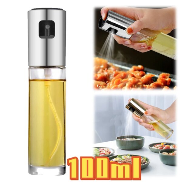 Spray Aceite 100 ml de Vidrio con Atomizador a Presión – Cocina Saludable