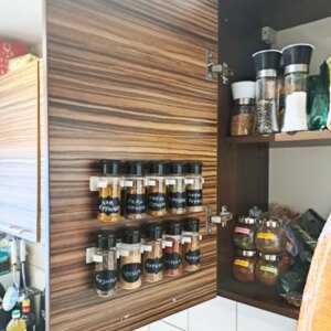 Set 10 Tarros de Especias 3,5×2,5 cm con Soporte Pared y Etiquetas