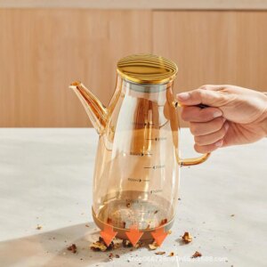 Botella 2 en 1 de Vidrio 1 L con Asa y Pico Antigoteo