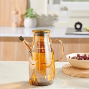 Botella 2 en 1 de Vidrio 1 L con Asa y Pico Antigoteo
