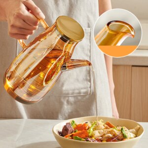 Botella 2 en 1 de Vidrio 1 L con Asa y Pico Antigoteo