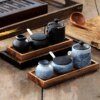 Set Zen de 3 Tarros Cerámica con Bandeja de Madera