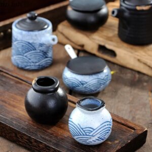 Set Zen de 3 Tarros Cerámica con Bandeja de Madera