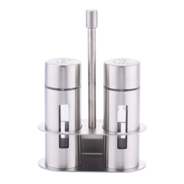 Set 4 Dispensadores de Acero Inoxidable con Base – Aceite, Vinagre y Especias