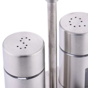 Set 4 Dispensadores de Acero Inoxidable con Base – Aceite, Vinagre y Especias