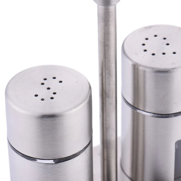 Set 4 Dispensadores de Acero Inoxidable con Base – Aceite, Vinagre y Especias