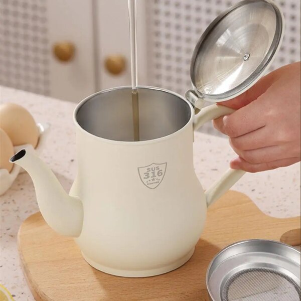 Recipiente para Grasa de Cocina 1000 ml con Filtro Inoxidable